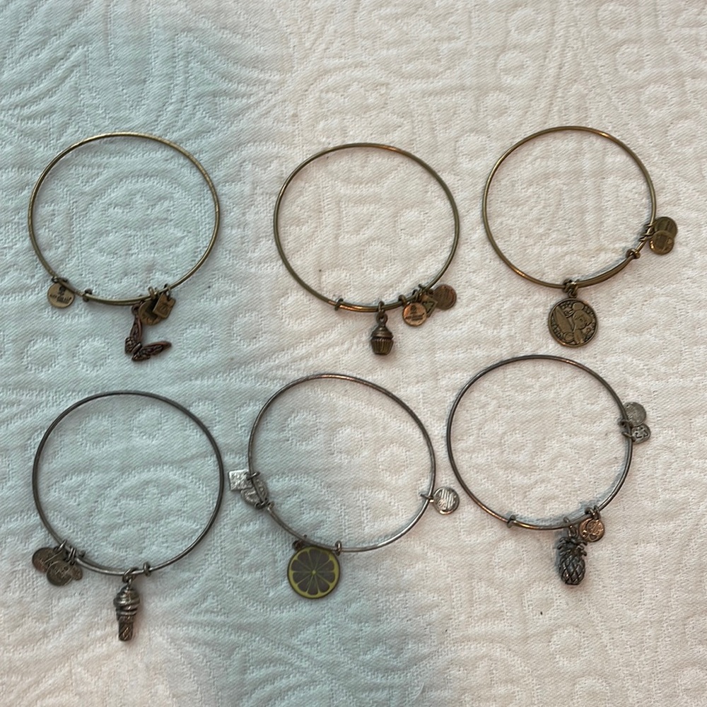 alex and ani bracelets , set of 6